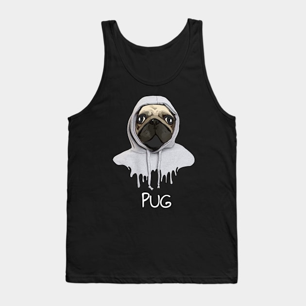 Pug, pug face and hooded sweatshirt, pug lovers, gift for pug lovers Tank Top by Collagedream